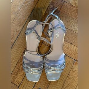 Zara Women's Metallic Strappy Heels